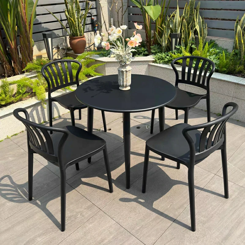 Black Round Outdoor Cafe Table