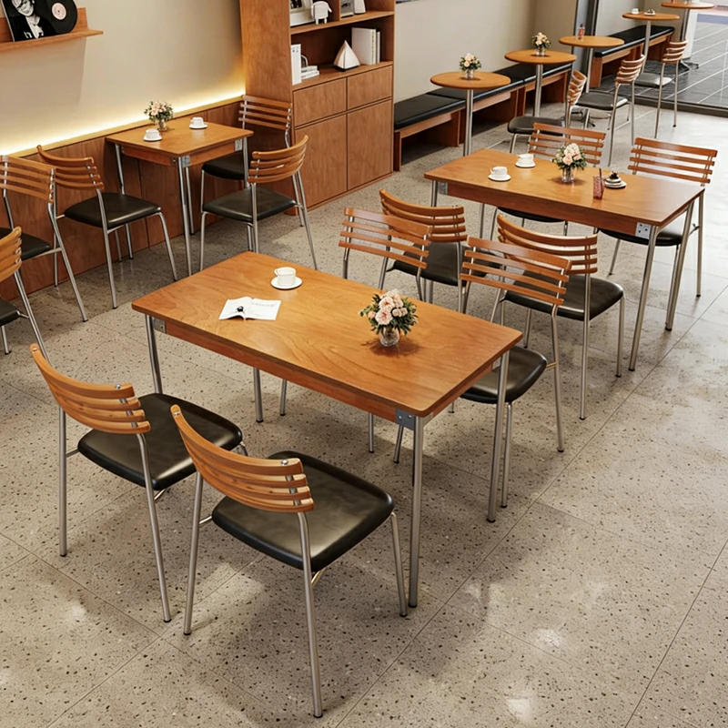 Commercial Dining Room Wood Slat Back Metal Chairs