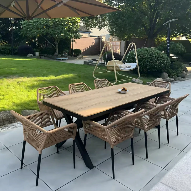 Long Outdoor Dining Table For Villa Garden