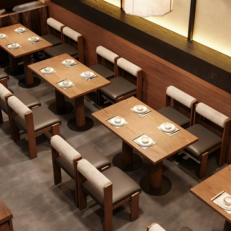 Restaurant Dining Layout Wood Tables Upholstered Chairs