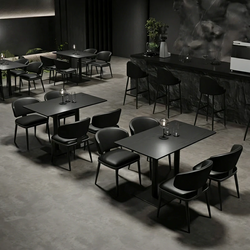 Sleek Black Restaurant Tables